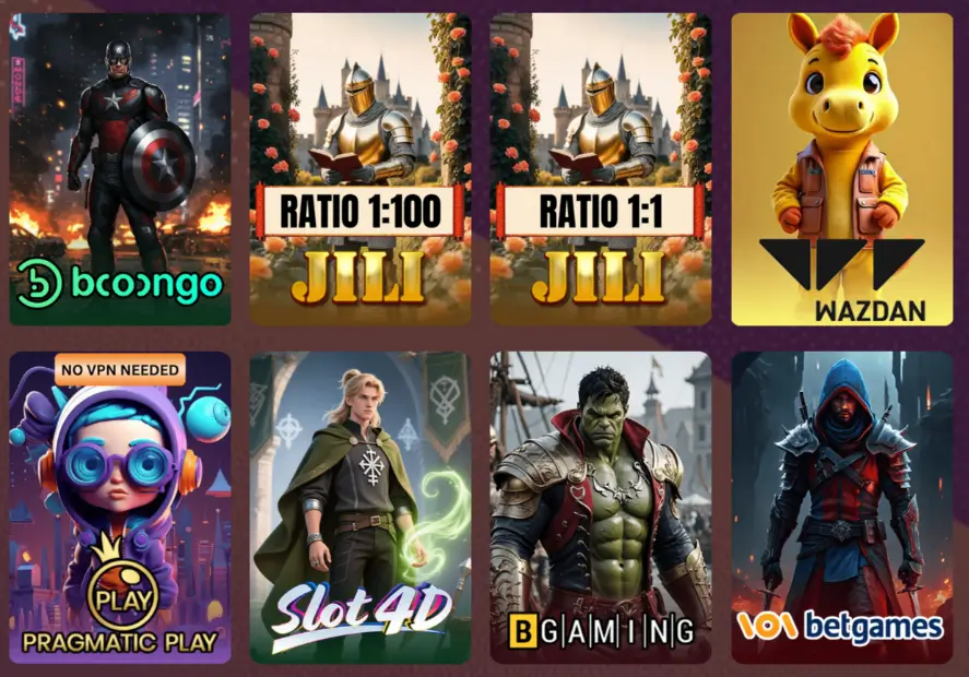NextPokies game selection showing various character icons from multiple providers and themed slots