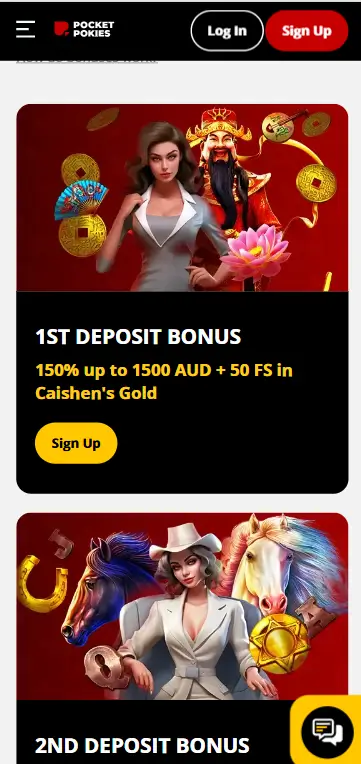Pocket Pokies app welcome bonus banner